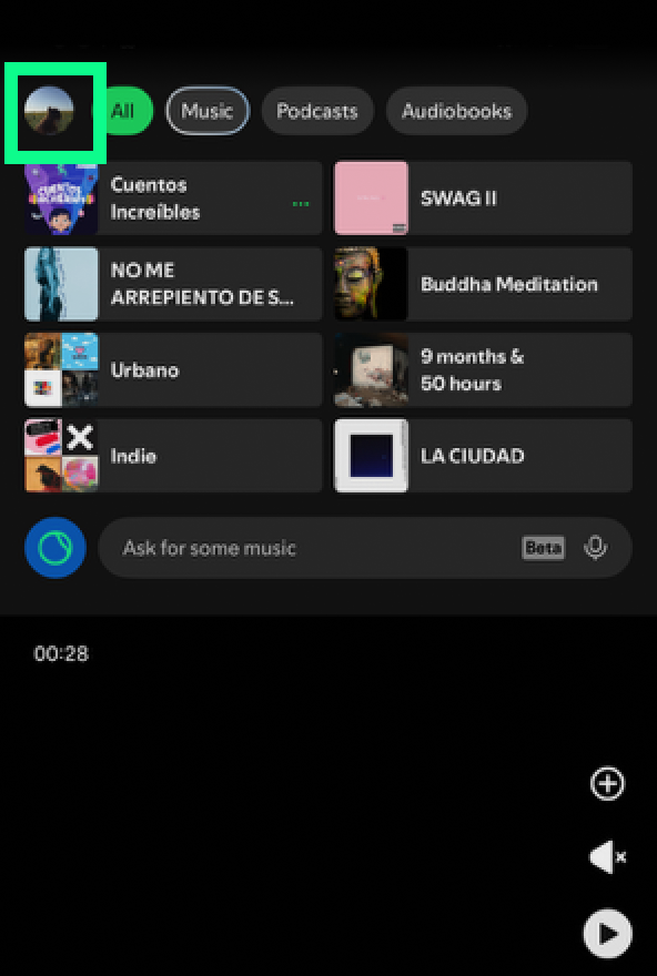 Tap your profile picture in the Spotify app